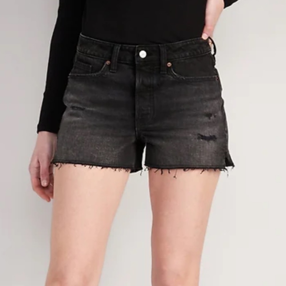 NWT High-Waisted Button-Fly O.G. Straight Ripped Side-Slit Jean Shorts 3”